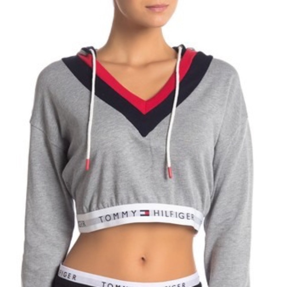 UO x tommy hilfiger cropped hoodie